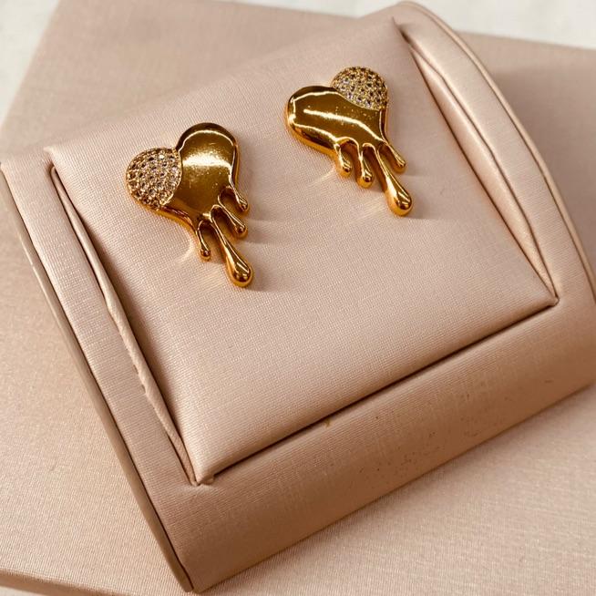 BR OURO CORAÇÃO DERRETIDO MICRO CRAVEJADO