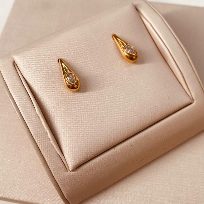 BR OURO EARHOOK FINO COM ZIRCONIA GOTA