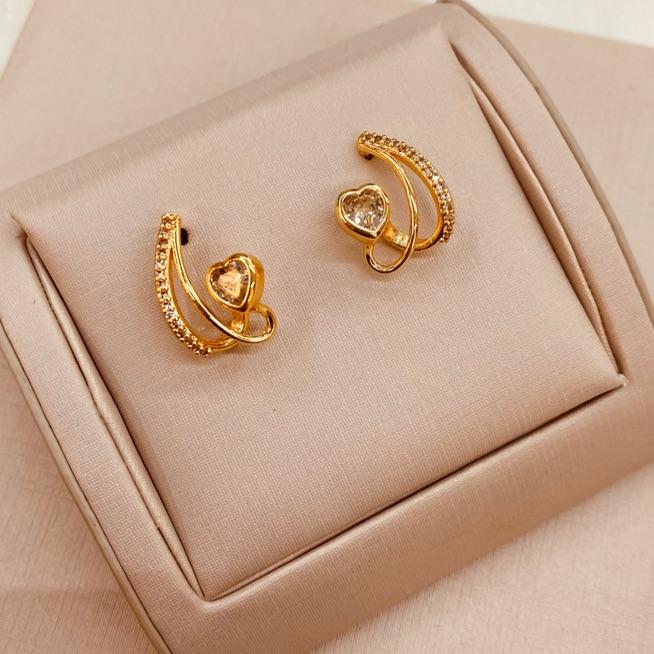 BR OURO EARJACKER ZIRCONIA CORAÇÃO