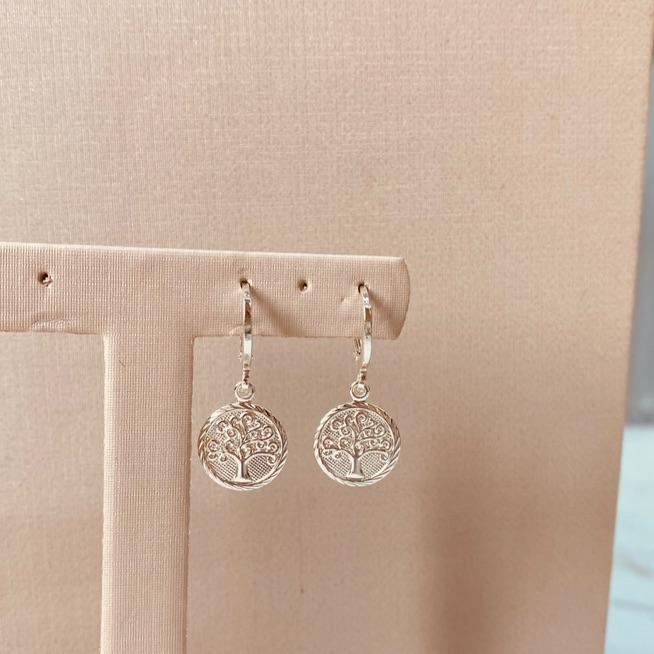 BR PRATA ARGOLA FINA PG MEDALHA ARVORE DA VIDA