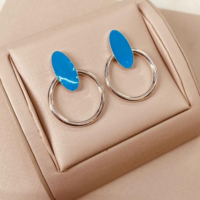 BR PRATA CIRCULO RESINA AZUL