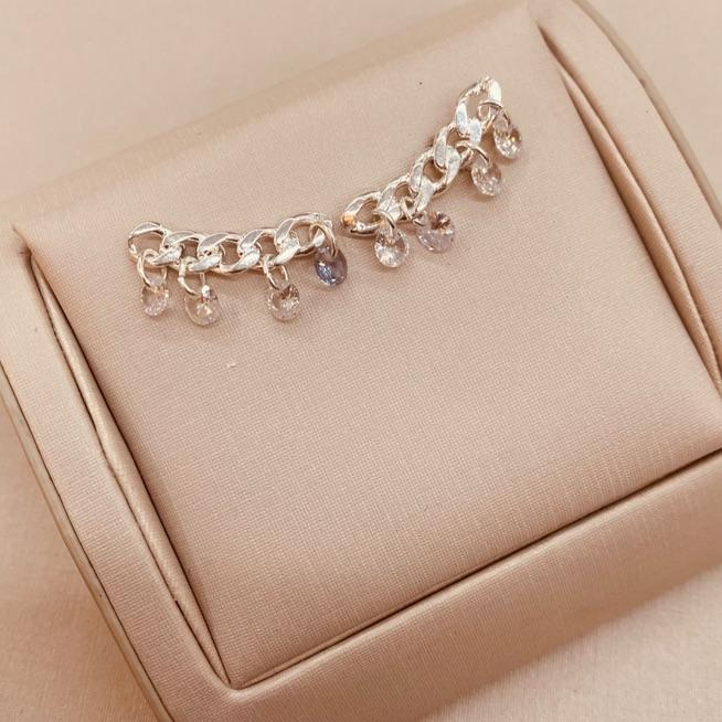 BR PRATA EARCUFF CORRENTE ZIRCONIAS