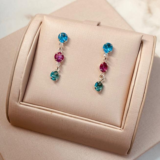 BR PRATA ZIRCONIAS COLOR PENDURADAS