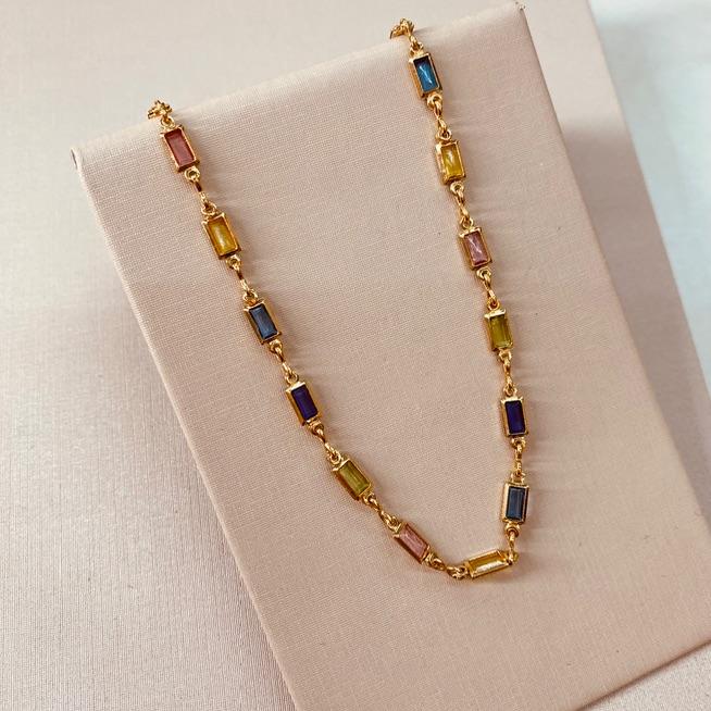 CK OURO ZIRCONIAS RETANGULARES COLOR