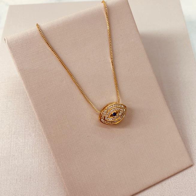 CL OURO OLHO GREGO MICRO CRAVEJADO