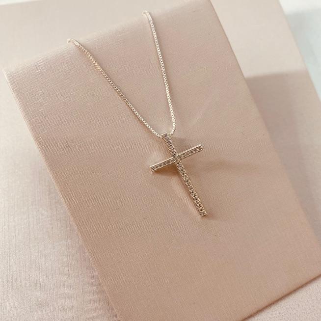 CL PRATA CRUZ MICRO CRAVEJADA M