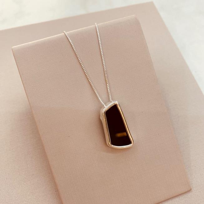 CL PRATA ORGANICO RESINA RETANGULAR BLACK