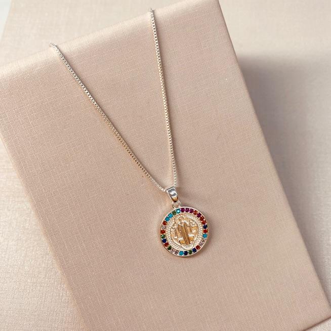 CL PRATA SÃO BENTO CRAVEJADO EM VOLTA COLOR P