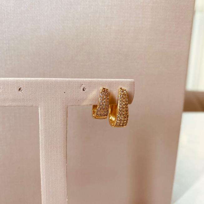 DUPLA OURO ARGOLA GOTA MICROCRAVEJADA