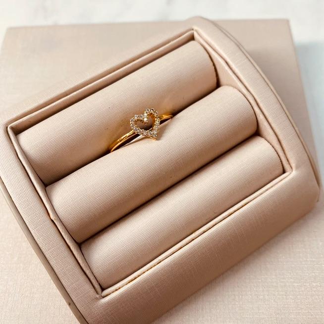 AN OURO CORAÇAO VAZADO MICRO CRAVEJADO