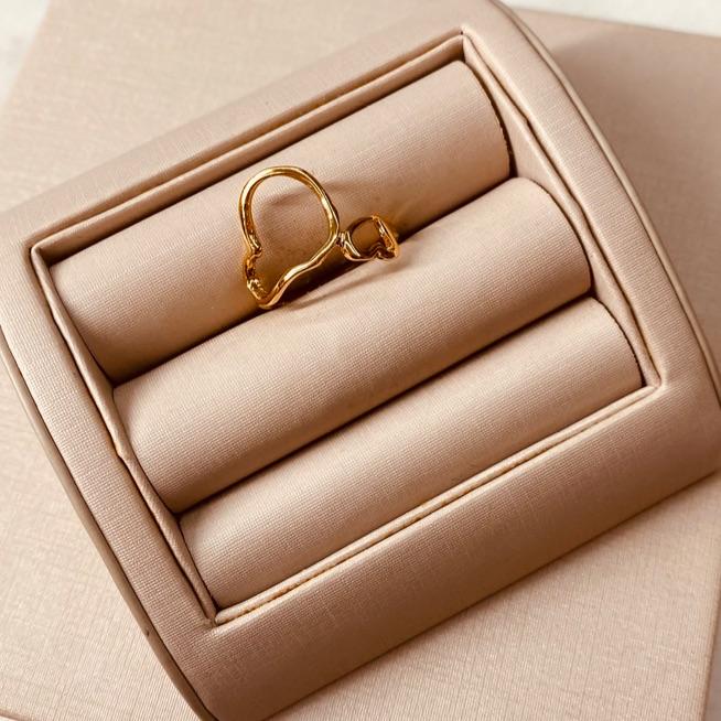 AN OURO DOIS CORAÇÕES LISOS VAZADOS