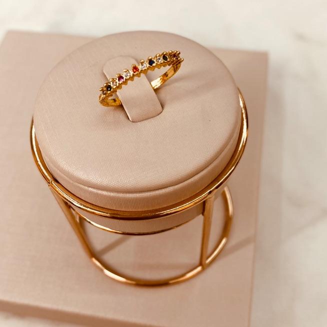 AN OURO MEIA ALIANÇA MICROCRAVAÇÃO COLOR