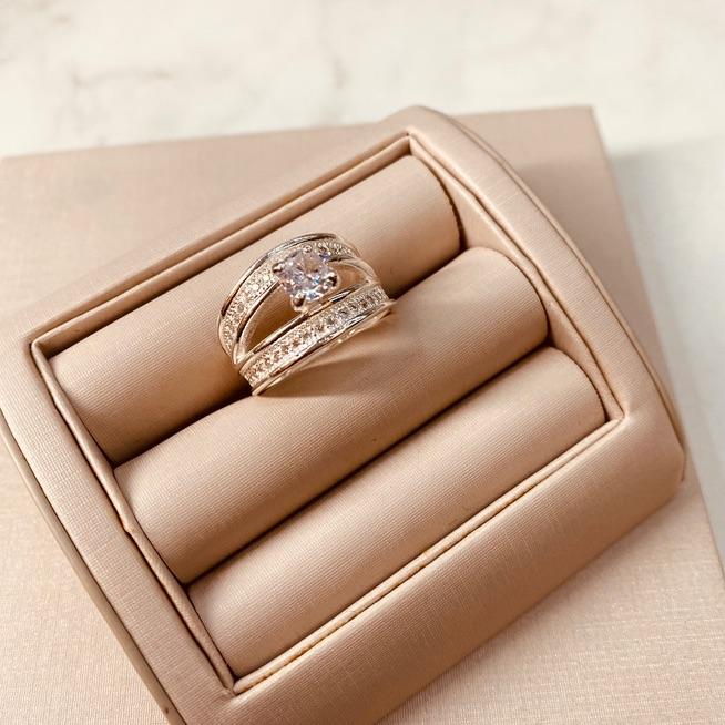 AN PRATA SOLITÁRIO ARO ABERTO MICRO CRAVEJADO