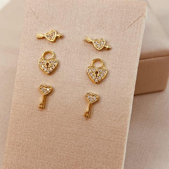 TR OURO CHAVE CORAÇÃO FLEXA