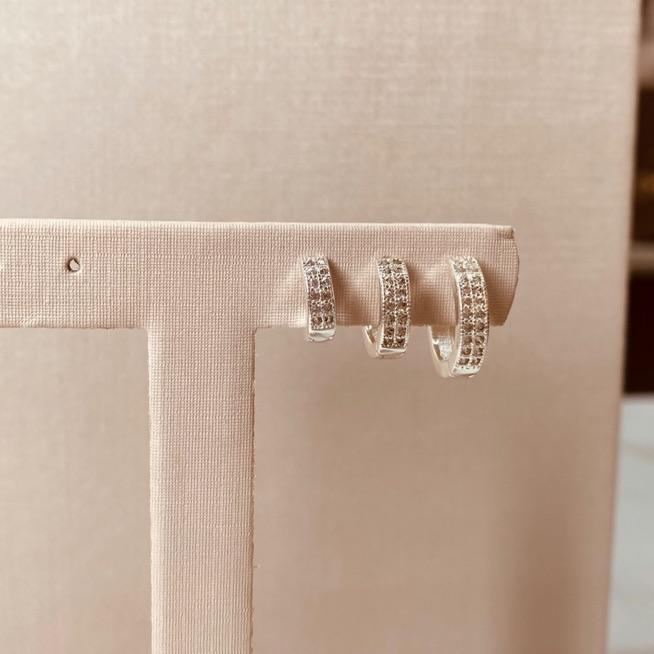 TR PRATA ARGOLA 2 FILEIRAS MICRO CRAVEJADAS