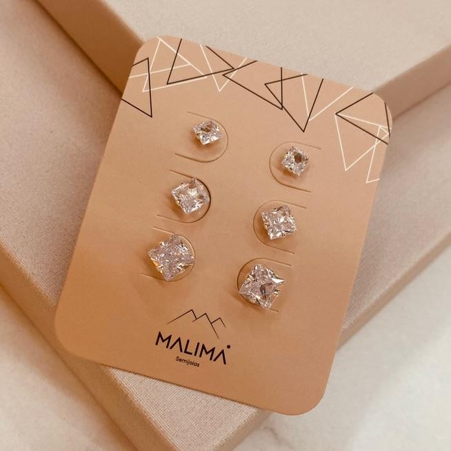 TR PRATA PONTO DE LUZ QUADRADO CRISTAL