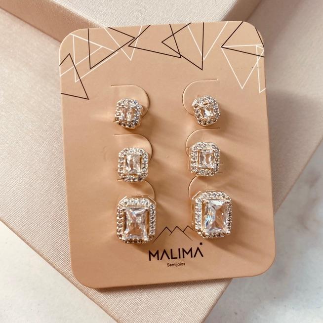 TR PRATA ZIRCONIA QUADRADA MICRO CRAVEJADO