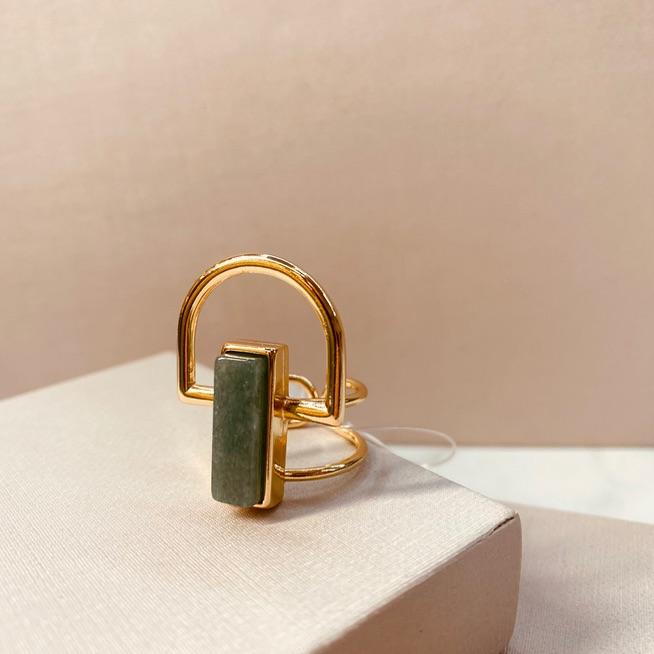 AN OURO GEOMÉTRICO QUARTZO VERDE