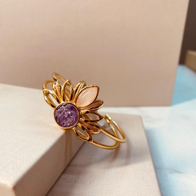 BRAC OURO GIRASSOL AMETISTA