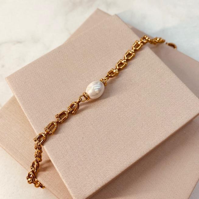 PL OURO MALHA RENATA PEROLA SHELL OVAL