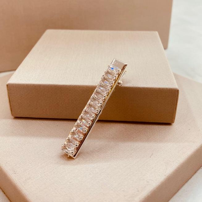 PRESILHA PRATA ZIRCONIA BAGUETE