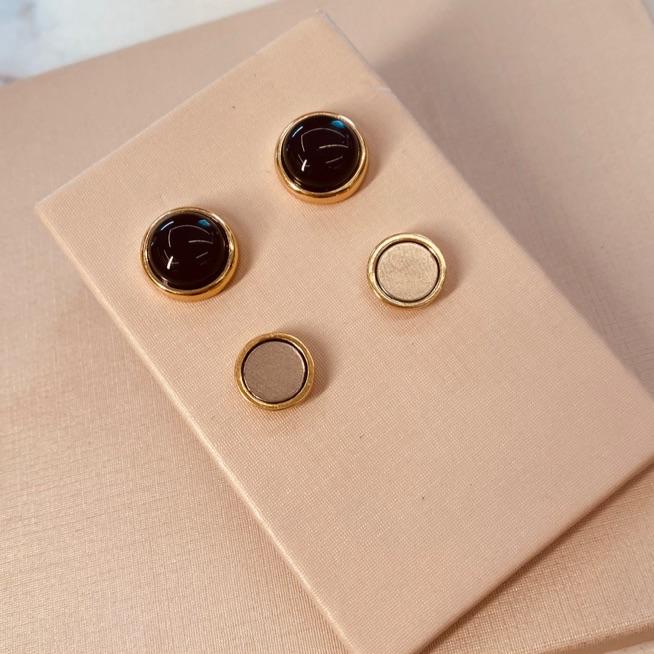 BR OURO BOTÃO AGATA PRETA