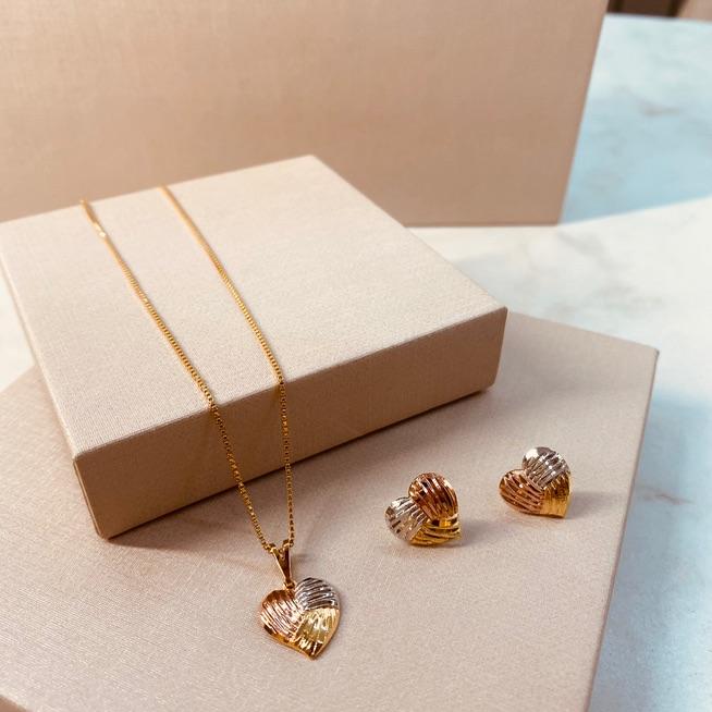 CJ OURO 3 CORES CORAÇÃO RISCOS