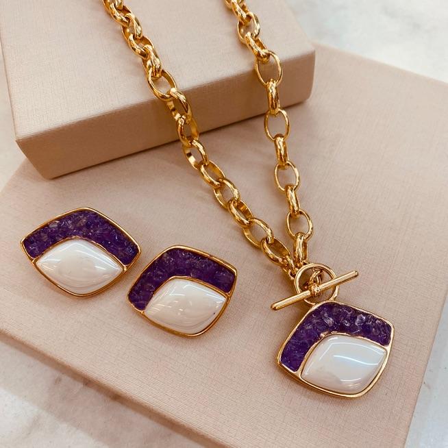 CJ OURO ELOS PORCELANA AMETISTA