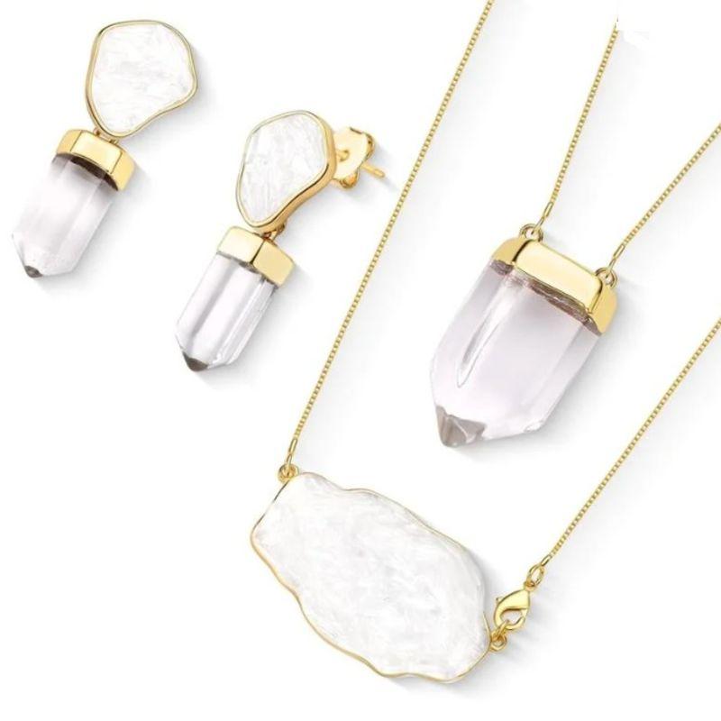 CJ OURO SELENITA E CRISTAL DE ROCHA