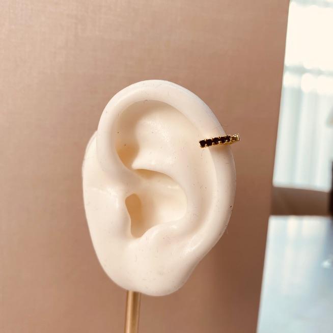 PIERCING OURO FINO ZIRCONIA NEGRA