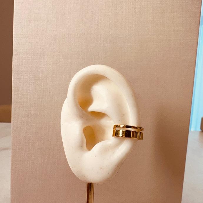 PIERCING OURO LARGO LISO, VAZADO