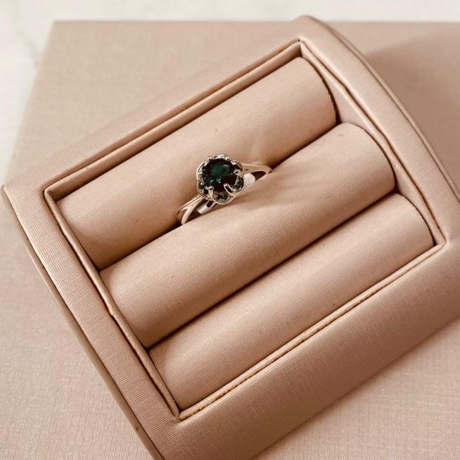 AN PRATA SOLITÁRIO PRICESA ZIRCONIA ESMERALDA