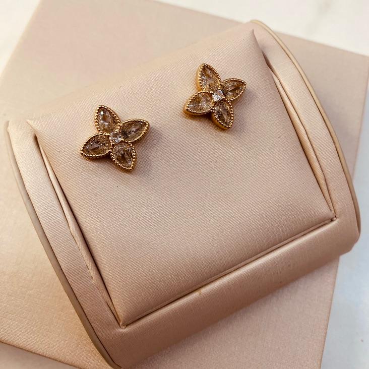 BR OURO FLOR VAN CLEEF ZIRCONIA