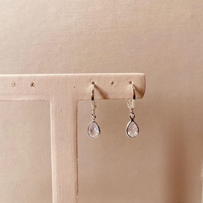 BR PRATA ARGOLA FINA PG CRISTAL GOTA